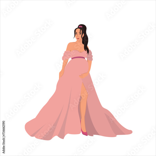 Beautiful pregnant girl in a black dress