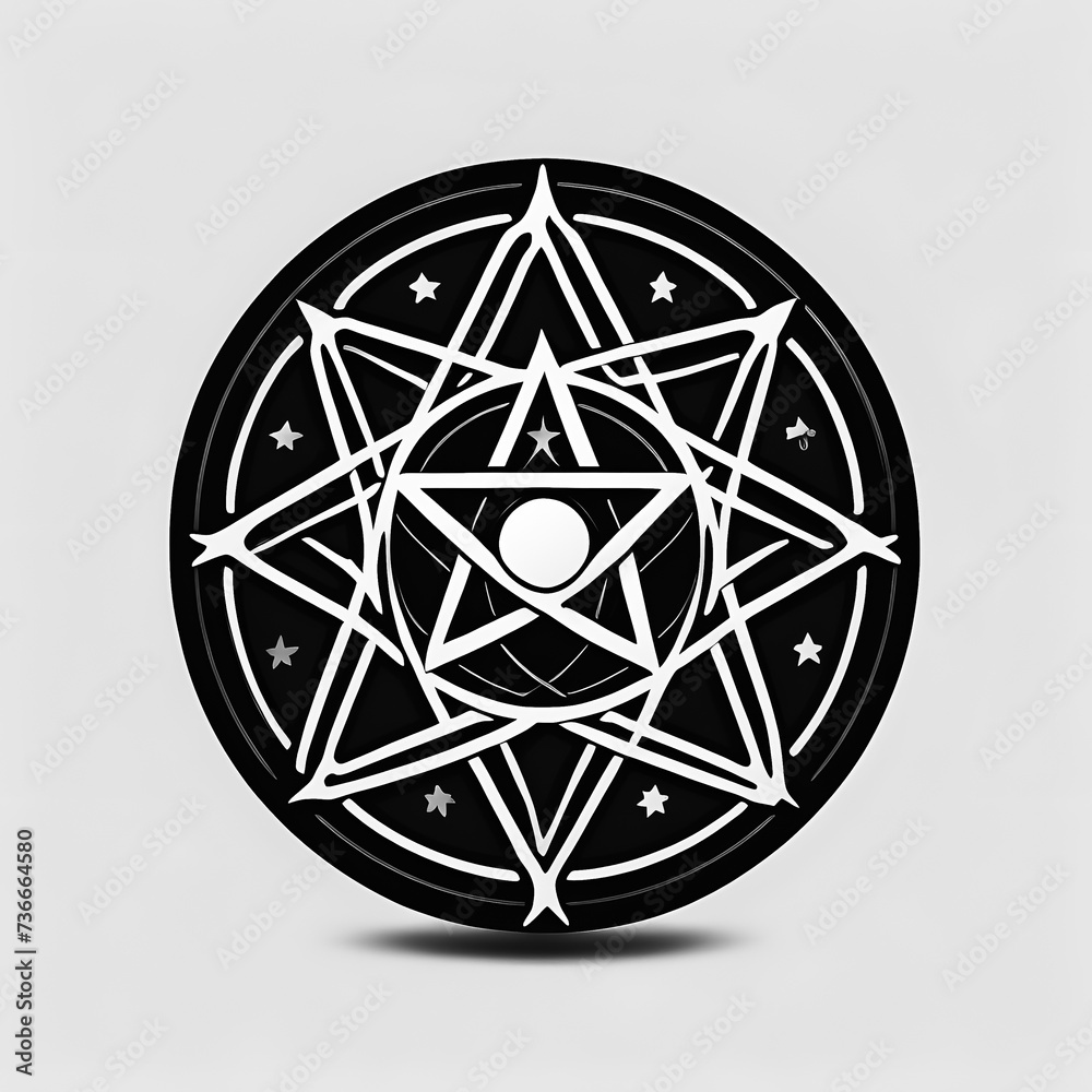 Pagan style amulet icon sigil in black and white Pagan style amulet icon sigil in black and white