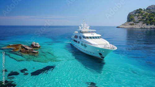 Yacht on pristine waters, the essence of luxury, adventure, and open sea exploration encapsulated