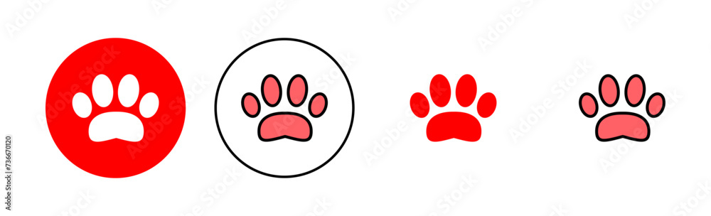 Paw icon set illustration. paw print sign and symbol. dog or cat paw Paw icon set illustration. paw print sign and symbol. dog or cat paw