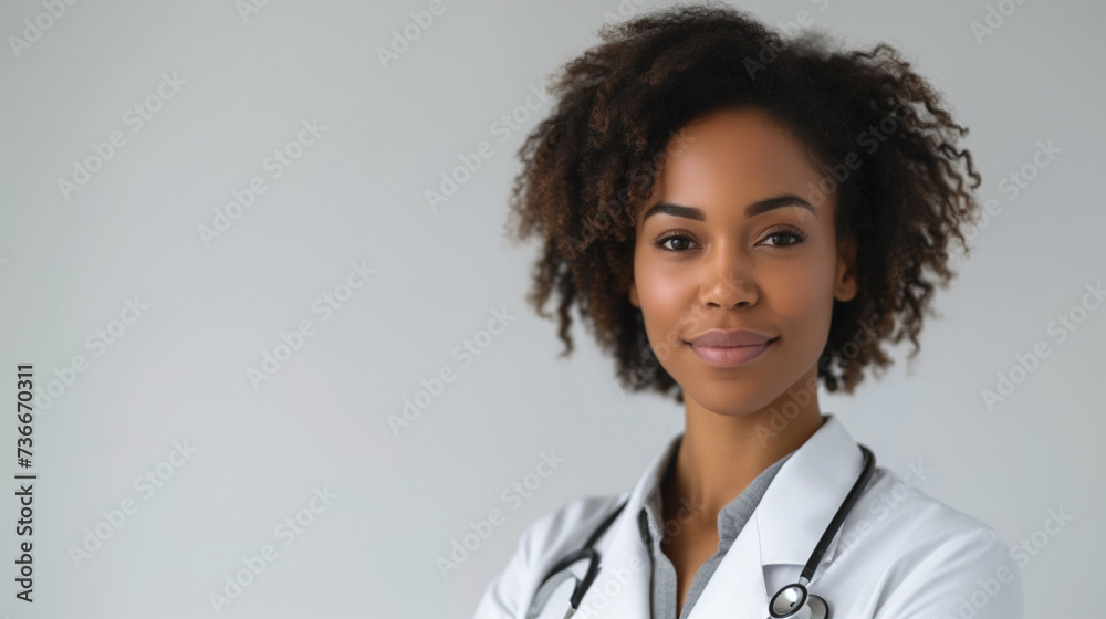 portrait of a female afro american doctor isolated on a white background portrait of a female afro american doctor isolated on a white background