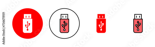 Usb icon set illustration. Flash disk sign and symbol. flash drive sign.