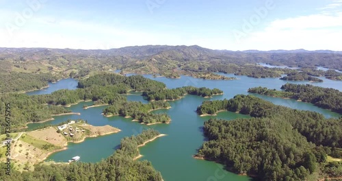 Vista aerea lago Guatapé, Colomia, archipiélago  photo