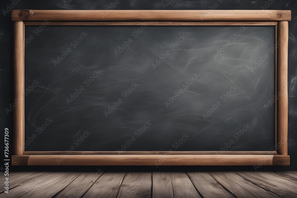 blank blackboard with chalk - obrazy, fototapety, plakaty 
