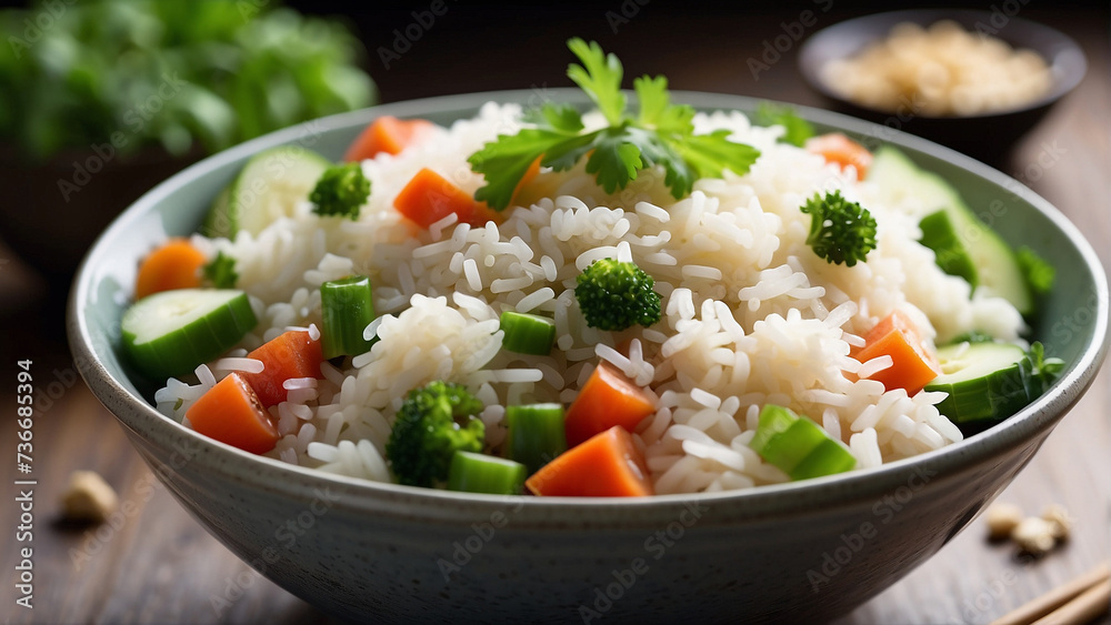 From Above: A Tempting Bowl of Yummy Boiled Rice with Savory Delights
From Above: A Tempting Bowl of Yummy Boiled Rice with Savory Delights