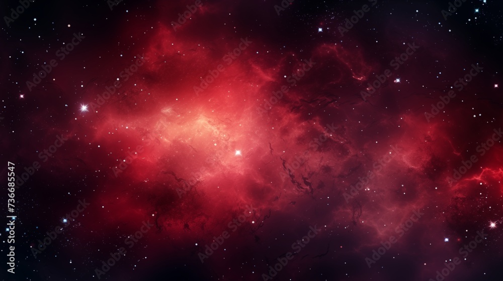 Fototapeta premium Dark red nebula with stars. Space background