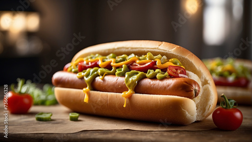 "Relishing the Classic: Hot Dog with Tangy Relish for a Flavorful Bite"