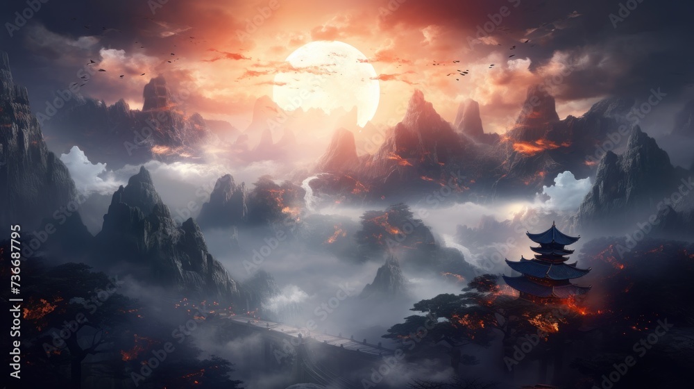 Chinese Style Fantasy Landscape Art Chinese Style Fantasy Landscape Art
