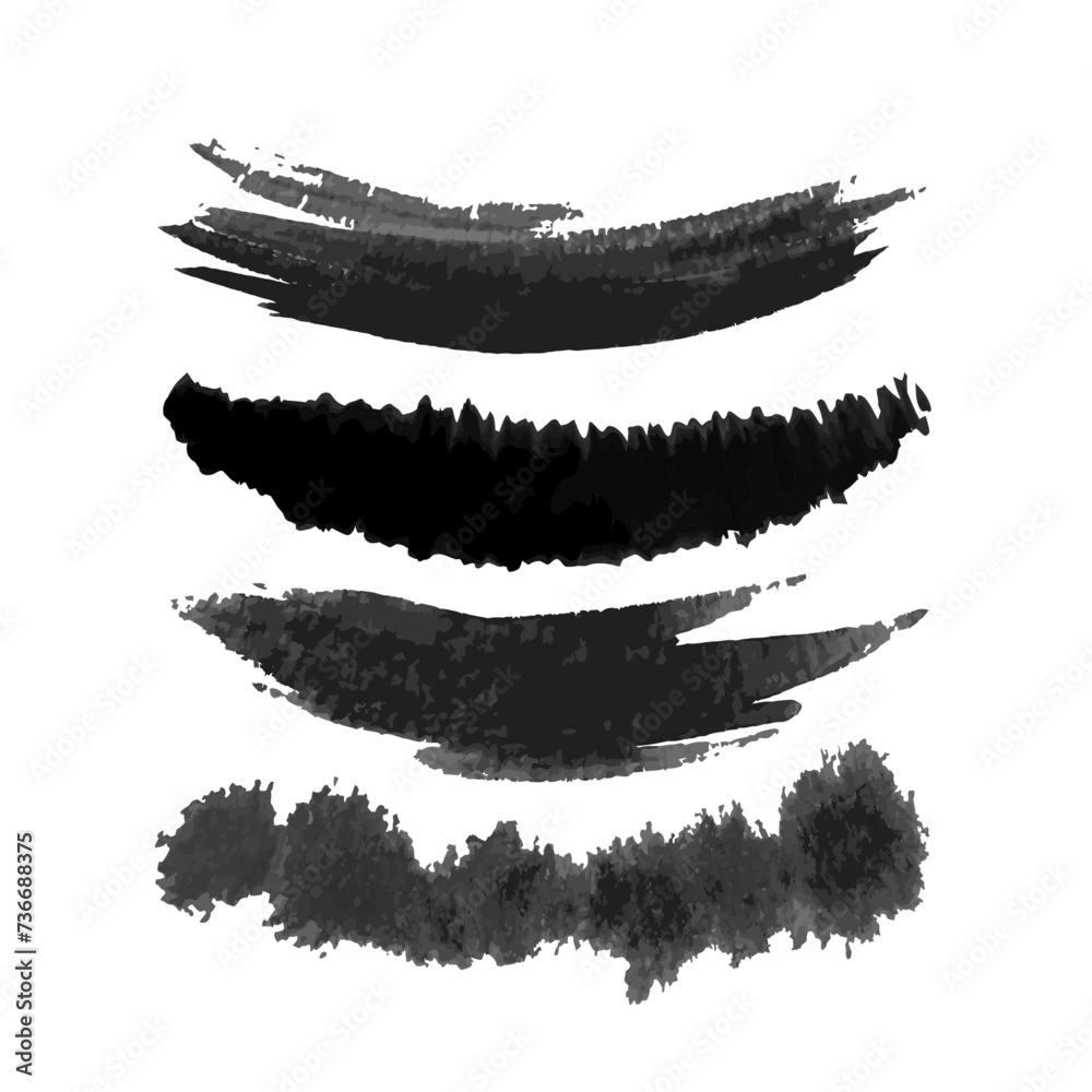 Set of black paint, ink brush strokes, brushes, lines. Dirty artistic design elements. Set of black paint, ink brush strokes, brushes, lines. Dirty artistic design elements.