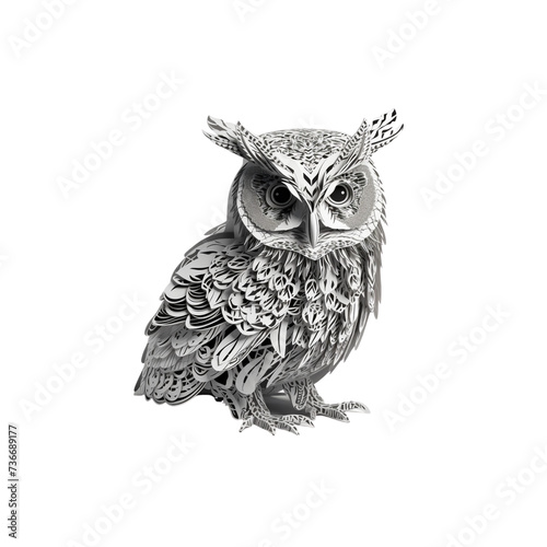 Nocturnal Wisdom Owl Illustration, No Background