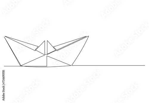 Aesthetic simple paper boat continuous one line drawing vector illustration. Free vector photo