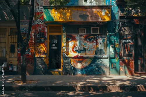 Colorful street art in the bohemian neighborhood of palermo in buenos aires Reflecting vibrant local culture photo