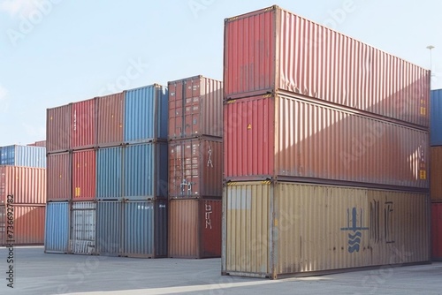Shipping containers at a commercial dock Logistic operations