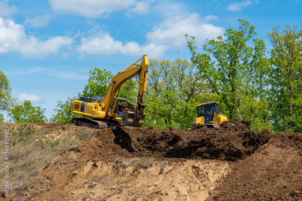 excavator digging the ground excavator digging the ground