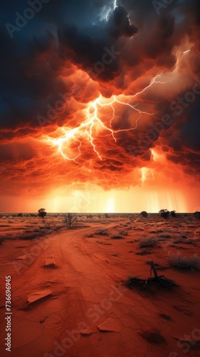Unleashing Nature's Fury: Captivating Lightning amidst an Epic Australian Outback Sandstorm