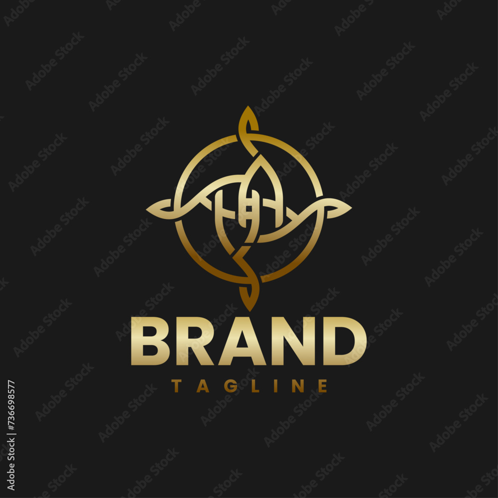 Fototapeta premium letter h a compass logo