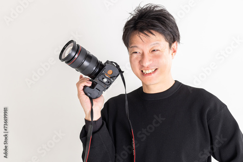 Photography スタジオ撮影するカメラマン　photographer shooting in studio