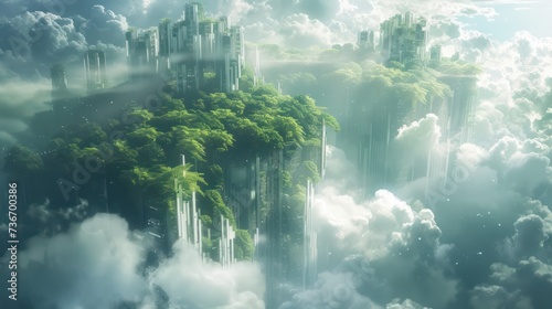 In the heart of a digital forest a fortress of secure cloud architecture rises its roots deep in layers of security protocols photo