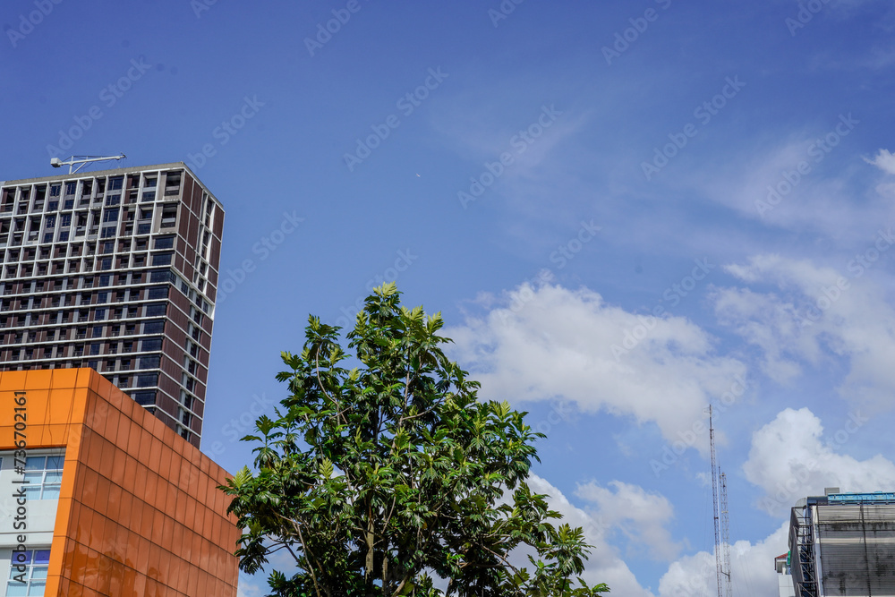 Obraz premium South Tangerang health service building with a beautiful clear sky in the background.