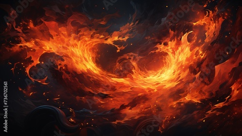 a fire swirl in the shape of a heart © ion