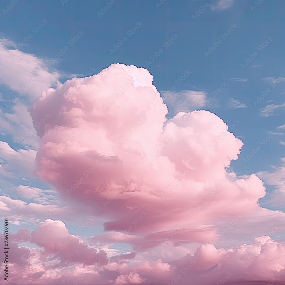 Whimsical Skies: A Pastel Dream of Pink Cotton Candy Clouds and Soft Blue Hues