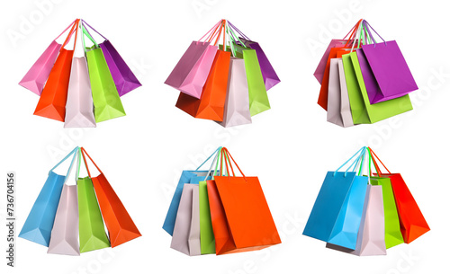 Bild auf Leinwand Colorful shopping bags isolated on white, set