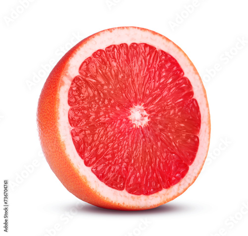 Half of ripe grapefruit isolated on white