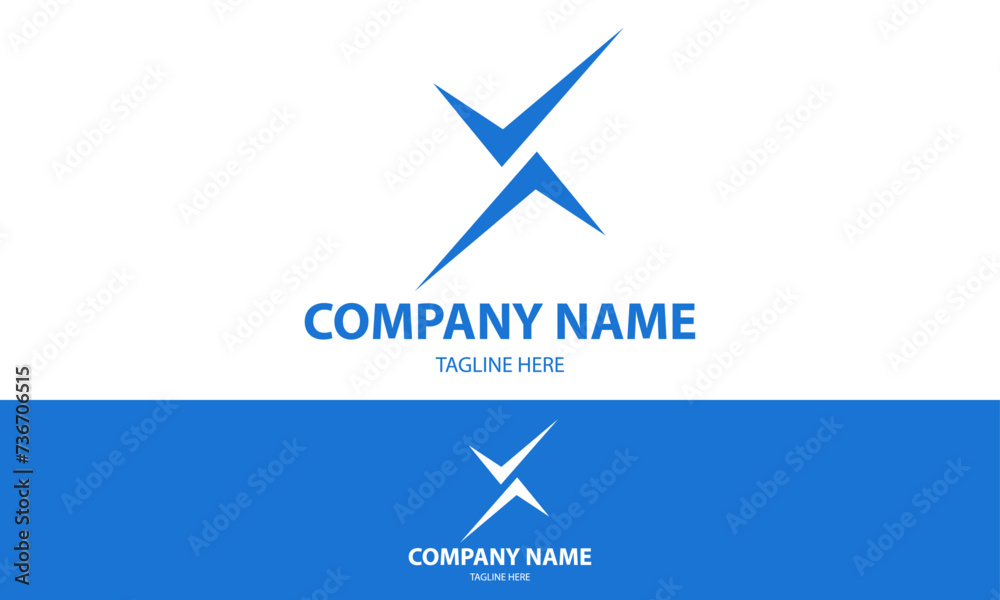 Blue Color Abstract Initial Letter X Arrow Compass Logo Design