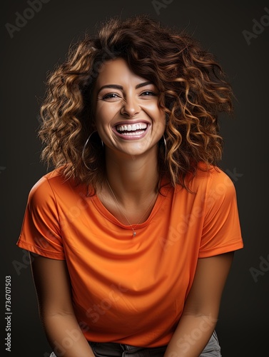 Portrait of a beautiful modern young woman with a big smile. © HC FOTOSTUDIO