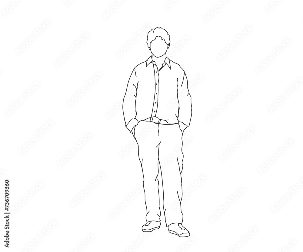 Man, Boy Line Drawing Ai, EPS, SVG, PNG, JPG zip file