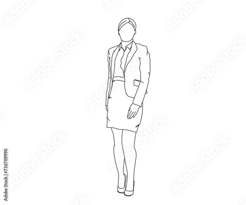 Girl, Woman Line Drawing Ai, EPS, SVG, PNG, JPG zip file