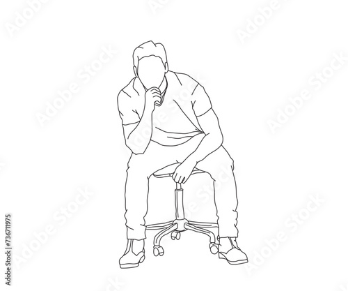 Man, Boy Line Drawing Ai, EPS, SVG, PNG, JPG zip file
