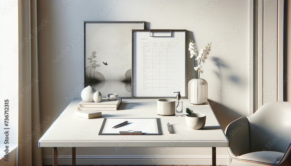 Fototapeta premium Serene Workspace for Psychological Insights