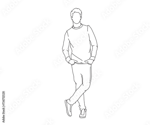 Man, Boy Line Drawing Ai, EPS, SVG, PNG, JPG zip file