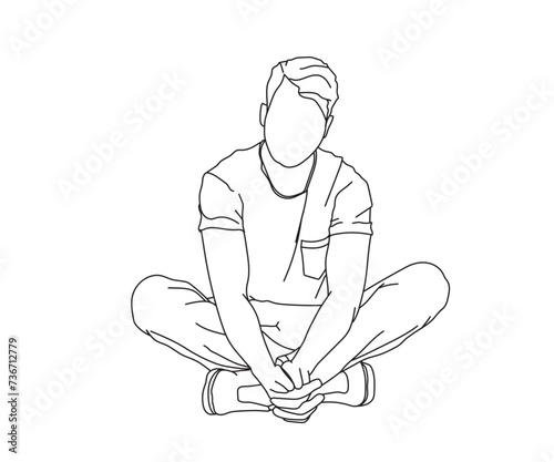Wallpaper Mural Man, Boy Line Drawing Ai, EPS, SVG, PNG, JPG zip file Torontodigital.ca