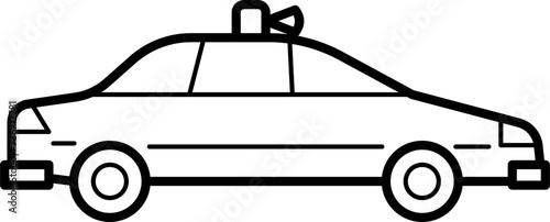 police car Outline Illustration Vector