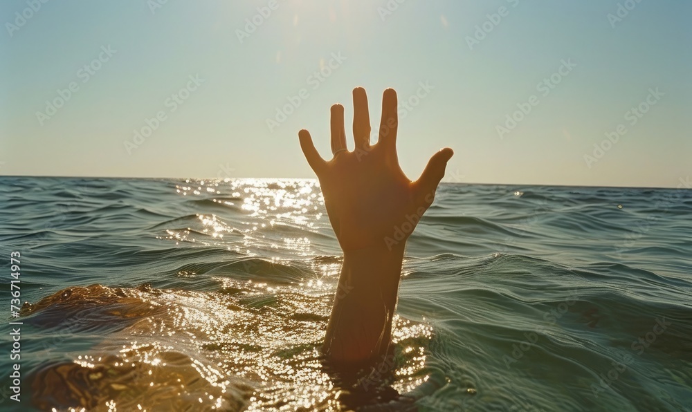 hands asking for help. photo of drowning person