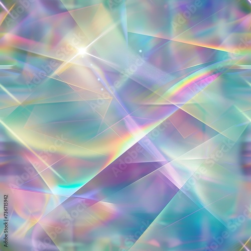 Iridescent rainbow prism light  seamless pattern