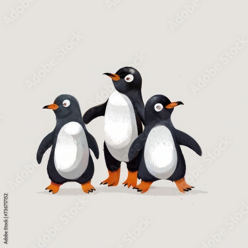 penguins on the whitebackground