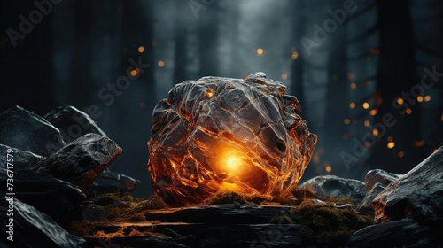 halloween background with scary flaming pumpkin carvings  dark background