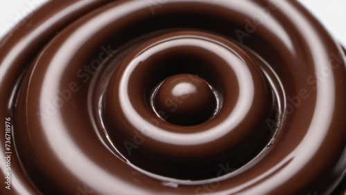 Photo Of A Close Up Of A Chocolate Swirl On A White Background.