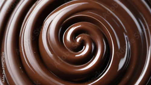 Photo Of A Close Up Of A Chocolate Swirl On A White Background.