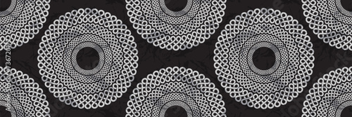 Circular African fabric pattern background, abstract design, hand drawn overlap of tribal textile art, fashion artwork suitable for fabric printing and clothing.