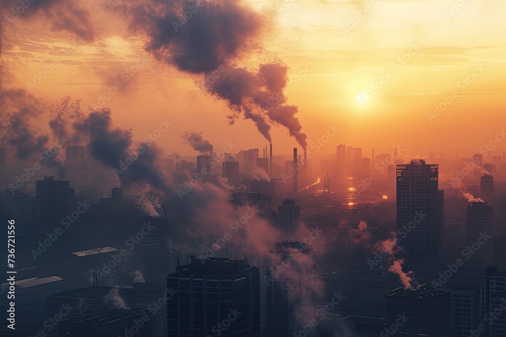 Air pollution in a factory setting impactful image conveying environmental concerns and the impact of industrial activities on air quality