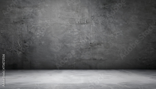 dark concrete wall and floor background, three dimensional room for mock up or product display