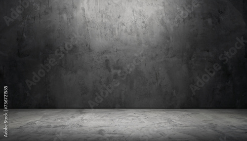 dark concrete wall and floor background, three dimensional room for mock up or product display