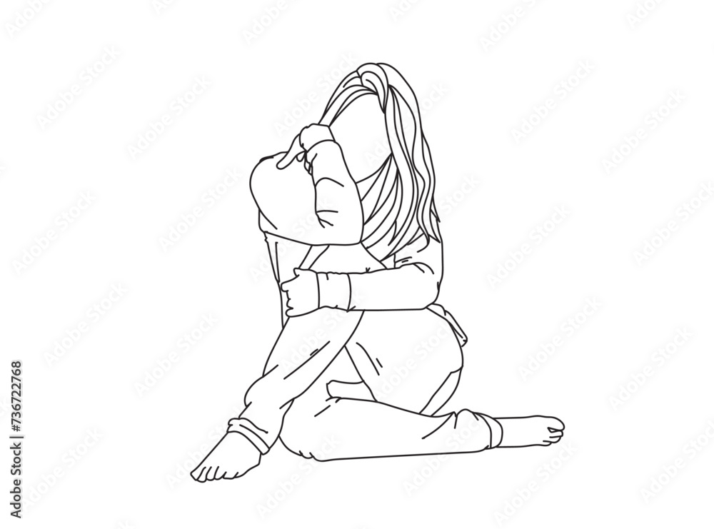 Girl, Woman Line Drawing Ai, EPS, SVG, PNG, JPG zip file Girl, Woman Line Drawing Ai, EPS, SVG, PNG, JPG zip file