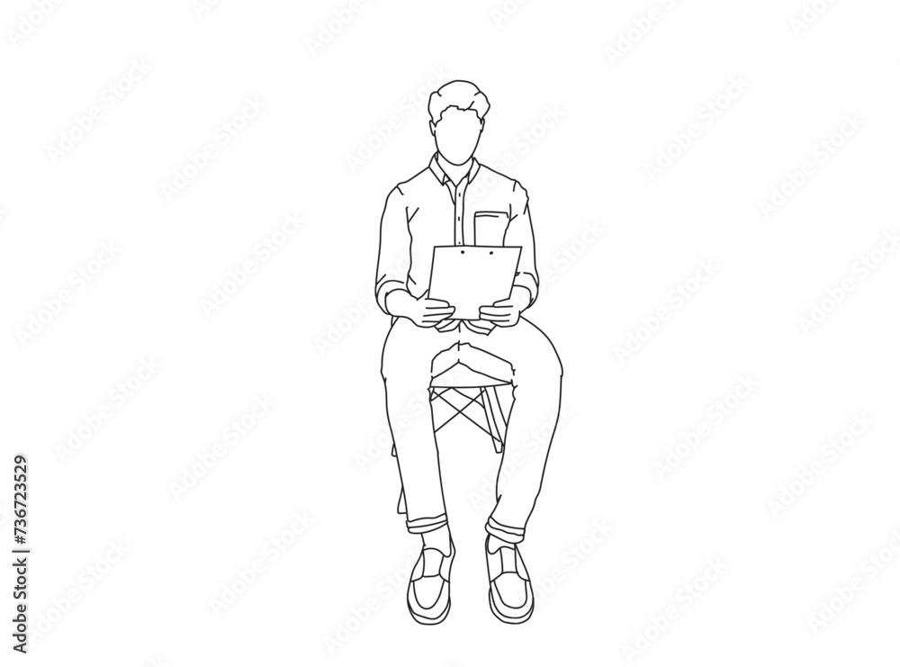 Man, Boy Line Drawing Ai, EPS, SVG, PNG, JPG zip file