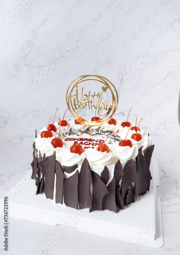 Black forest cake with white background 