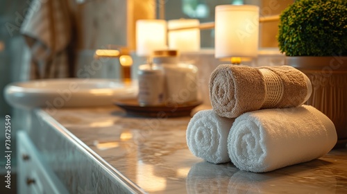 Spa-like bathroom ambiance with luxurious amenities for a rejuvenating and relaxing home experience